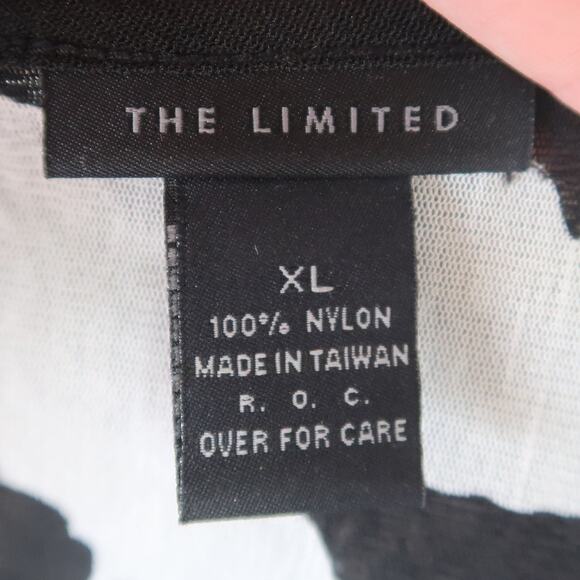 Vintage 90s/Y2K The Limited Black and White Floral Mesh Long Sleeve Tee XL - Picture 5 of 6